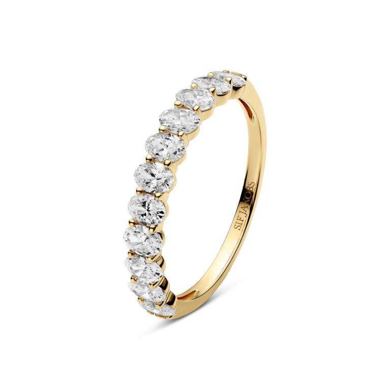 Half-eternity band set with oval diamonds in yellow gold, Sif Jakobs
