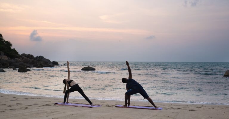 Yoga on the beach at sunset, Silavadee Pool Spa Resort