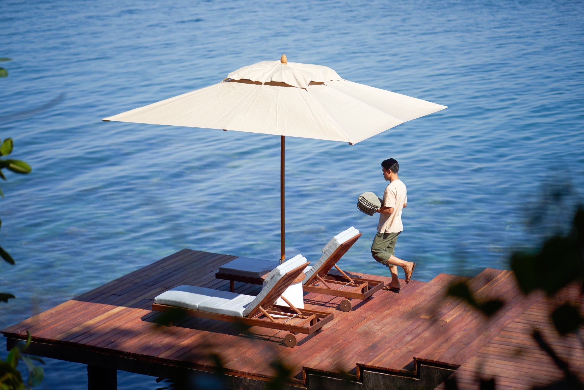 The private sundeck of an Oceanfront Two-Bedroom Pool Villa, Six Senses Krabey Island