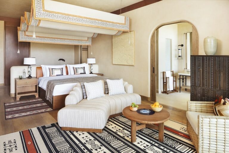 A Villa Bedroom Interior, Warm Desert Palette and Traditional Detail, Six Senses Southern Dunes