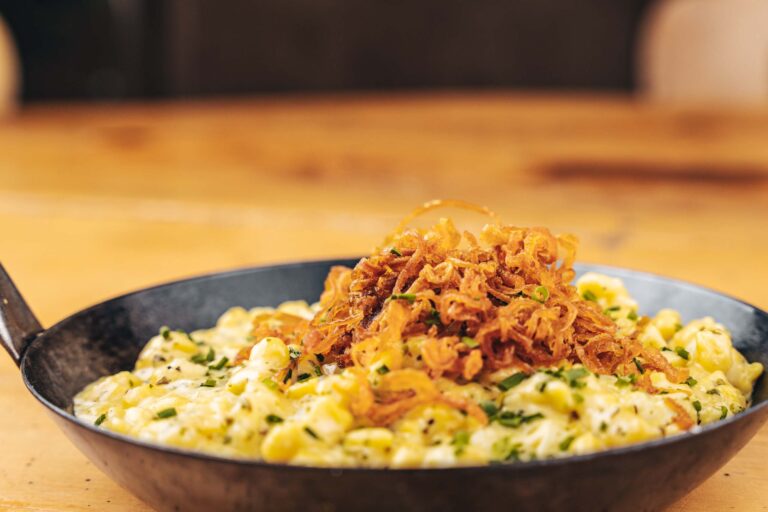Käsespätzle with fried onions, Ski Hotel Maiensee