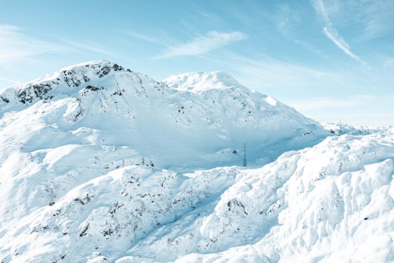 Snow-covered peaks above St. Christoph, Ski Hotel Maiensee