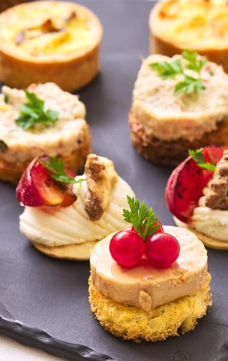A selection of canapes from the wedding canape menu, Sofitel London St James
