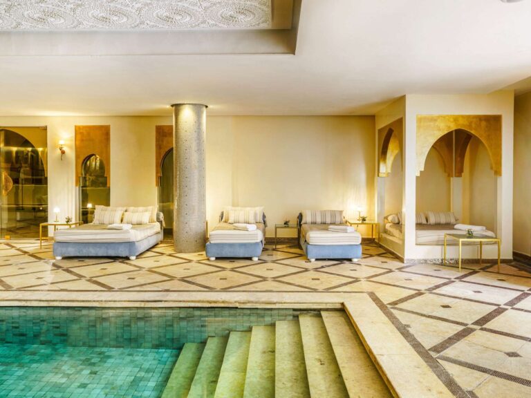 Relaxation area beside the Sofitel Spa pool, Sofitel Marrakech Lounge and Spa