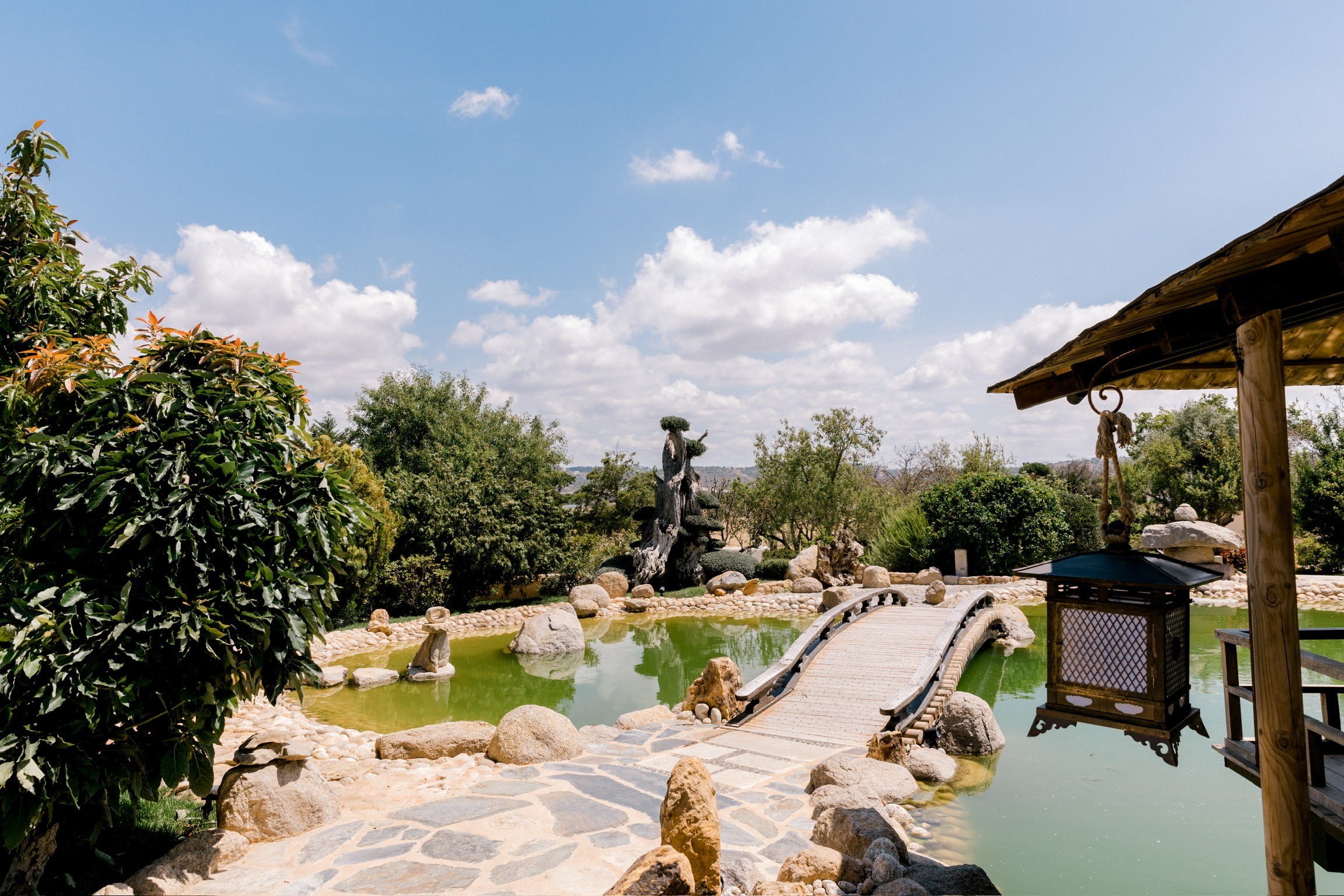 A bridge over the stream in the Japanese garden, Solar do Paço Algarve