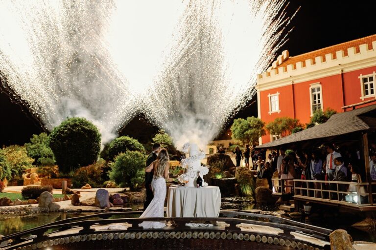 Fireworks over the garden during a celebration, Solar do Paço Algarve