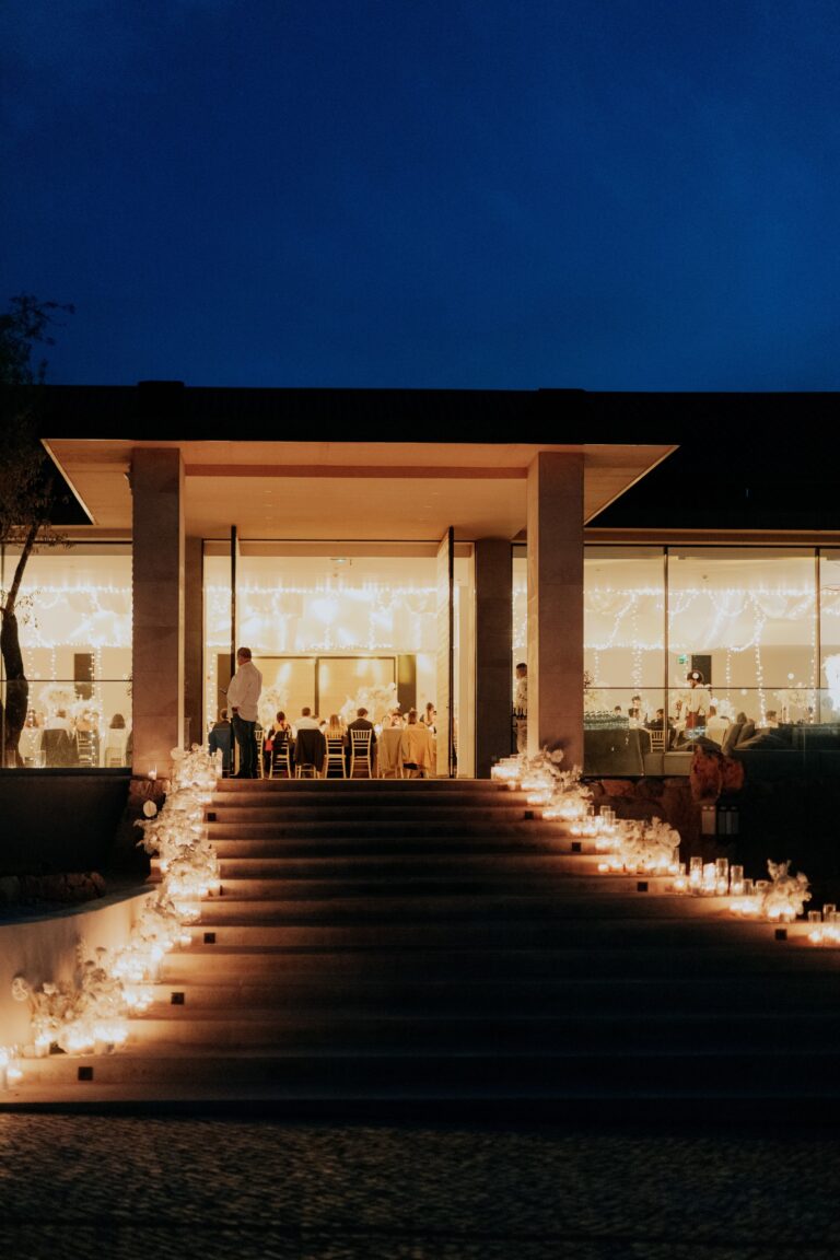 The Main Hall entrance lit at night, Solar do Paço Algarve