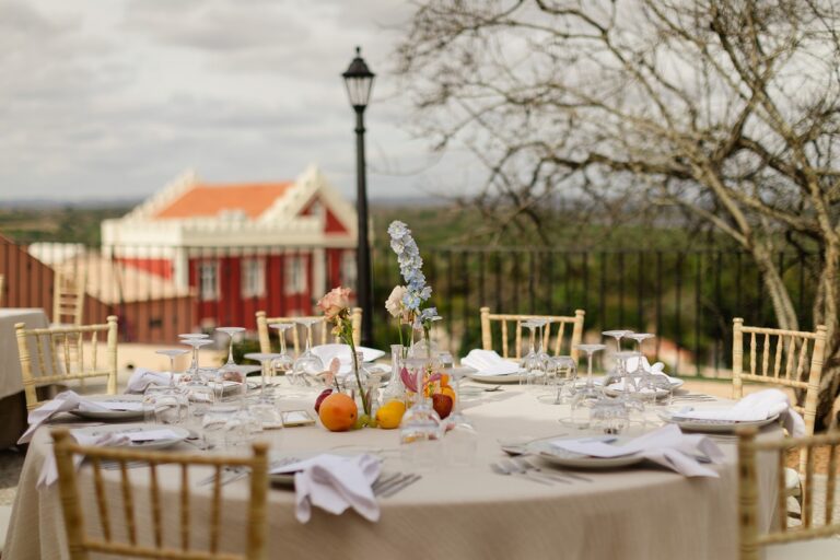 Tables on the terrace overlooking the estate, Solar do Paço Algarve