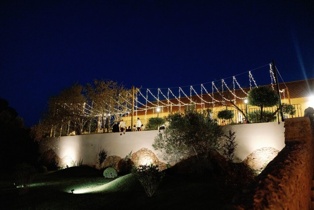 Estate buildings lit at night, Solar do Paço Algarve