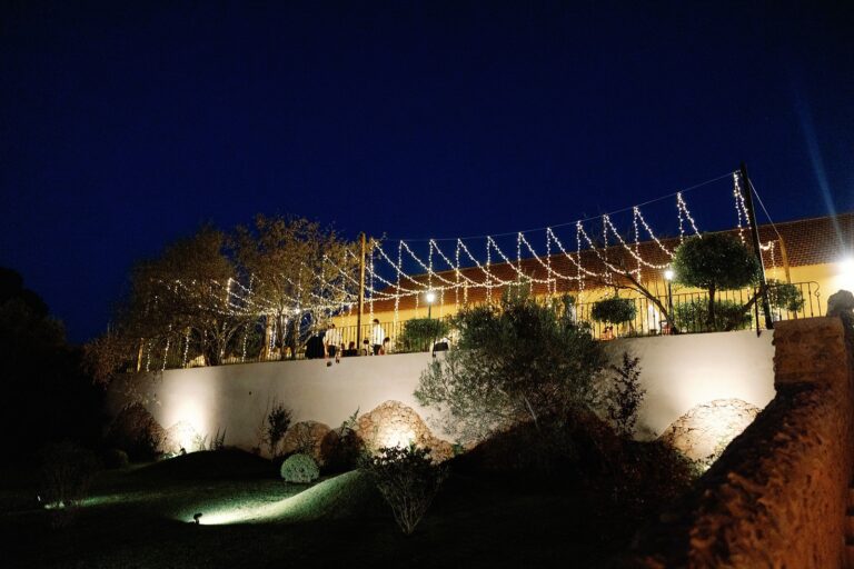 Estate buildings lit at night, Solar do Paço Algarve