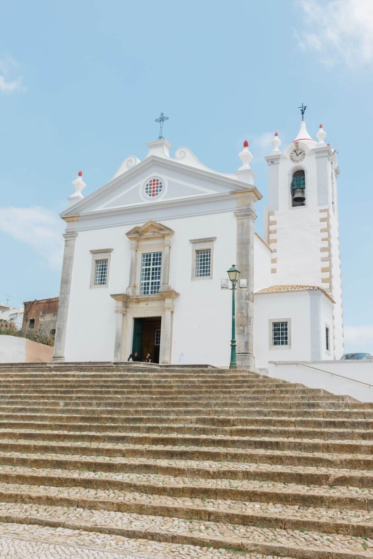 Whitewashed village church and its steps, Sonho a Dois Algarve Wedding Planners
