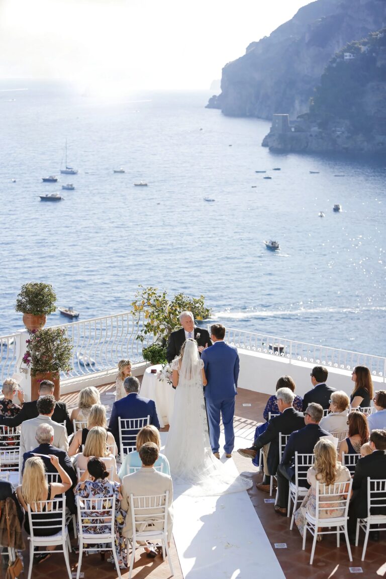 Symbolic ceremony on a sea-view terrace in Positano, Sophisticated Weddings