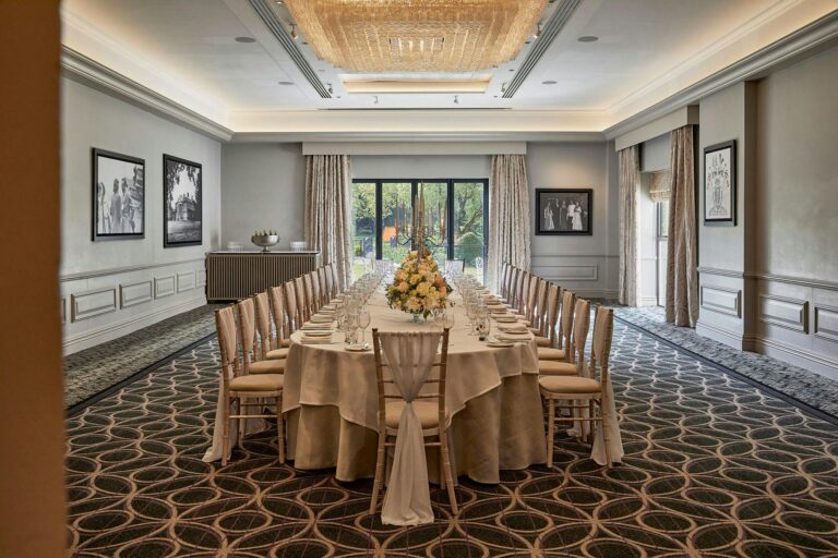A long table set for a celebration in the Mountbatten, Sopwell House