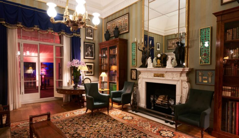 A wedding reception in the Library, tables laid among the State Rooms, Spencer House