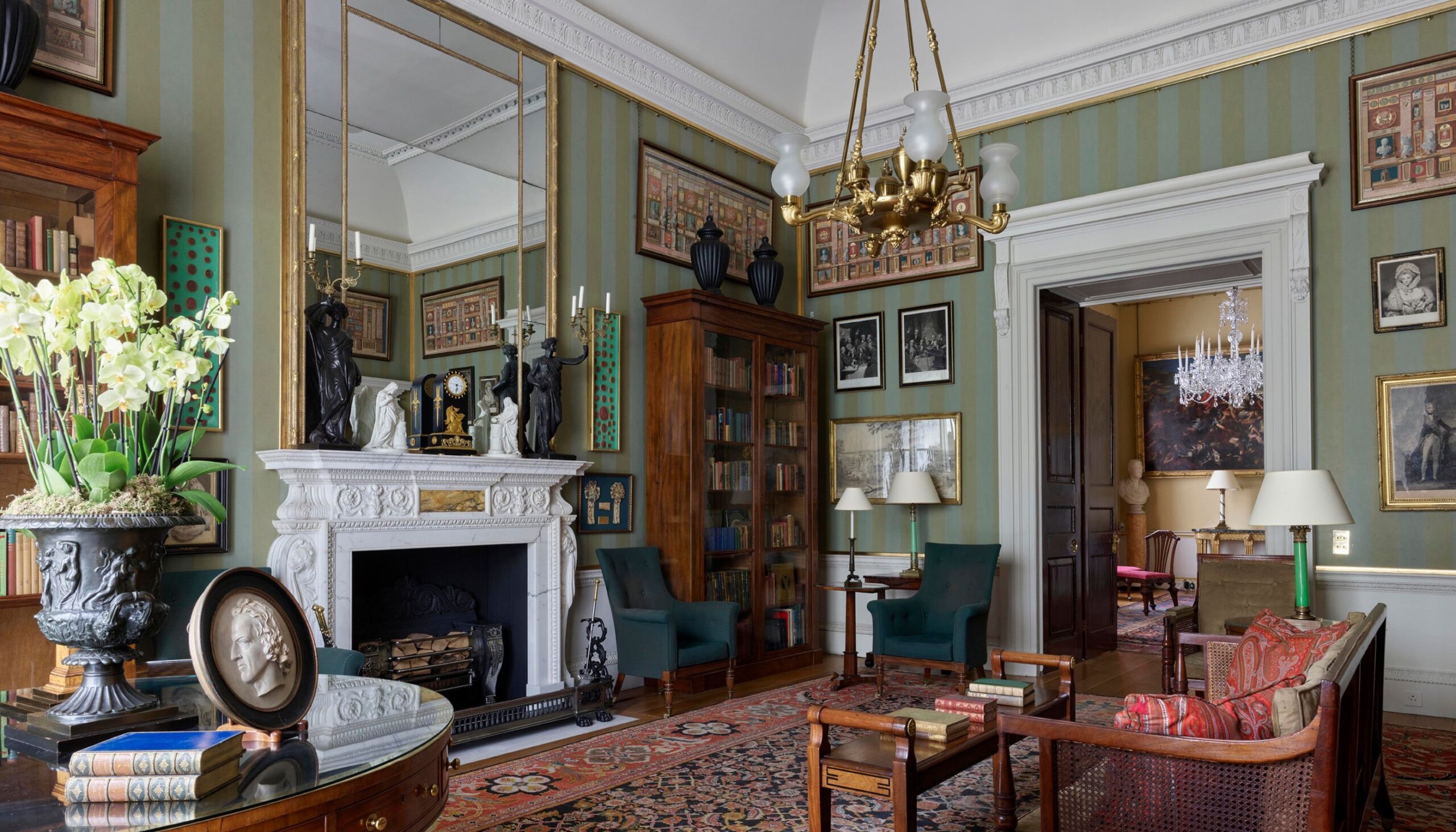 The Library, one of the eight first-floor State Rooms overlooking Green Park, Spencer House