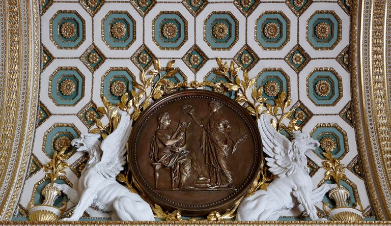 The coffered ceiling of the Great Room, its design derived from the Basilica of Maxentius in Rome, Spencer House