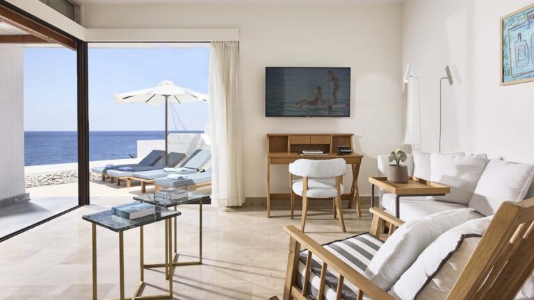 A room with a terrace and sea view, St Nicolas Bay Resort Hotel and Villas