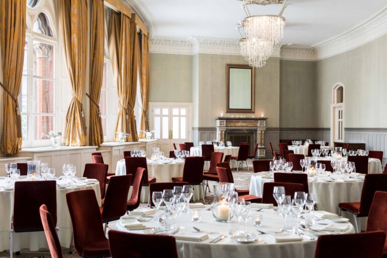 The Gallery set for a banquet, St Pancras Renaissance Hotel London