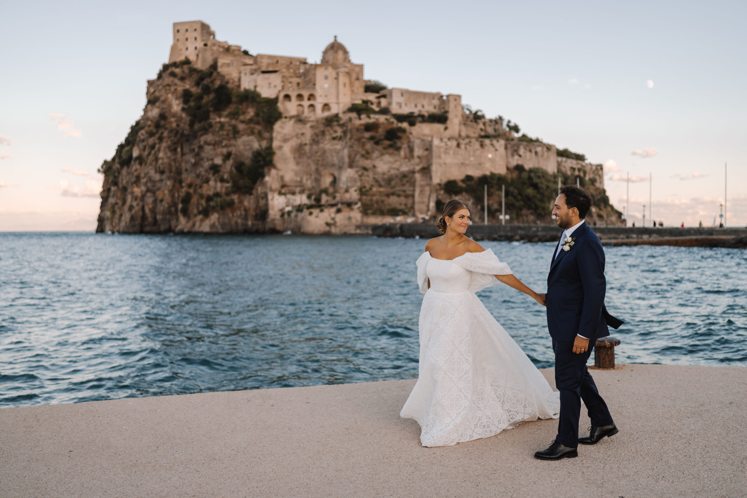 Jolanda and Danilo on the waterfront facing the Castello Aragonese, Ischia, Stefania Silvestro