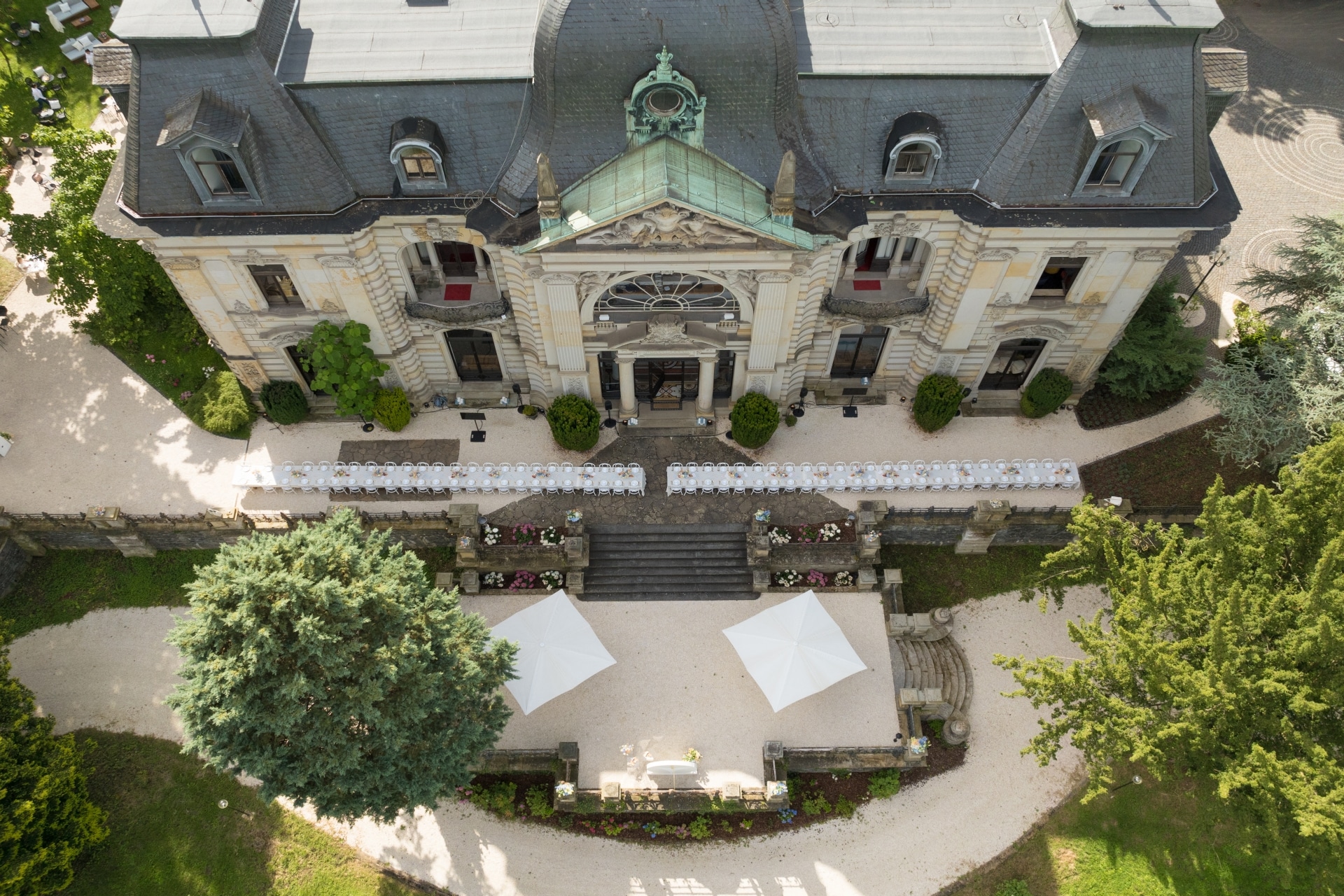 Villa and terrace from above, Stella Rheni