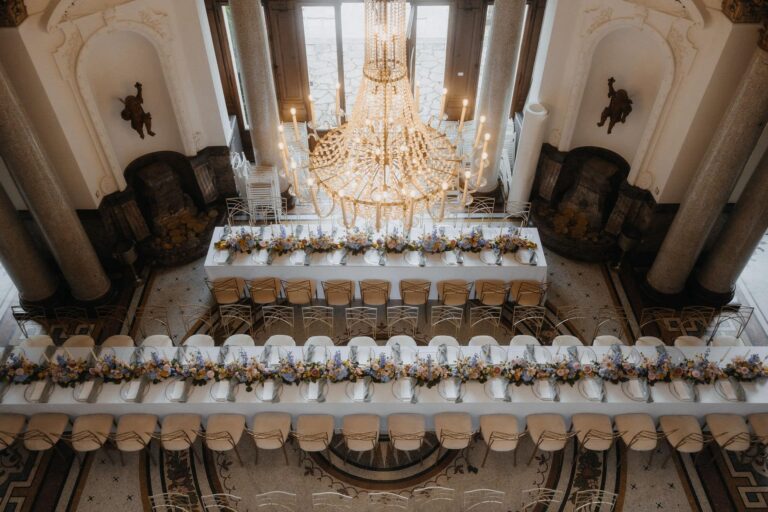 Long tables beneath the chandelier, Stella Rheni