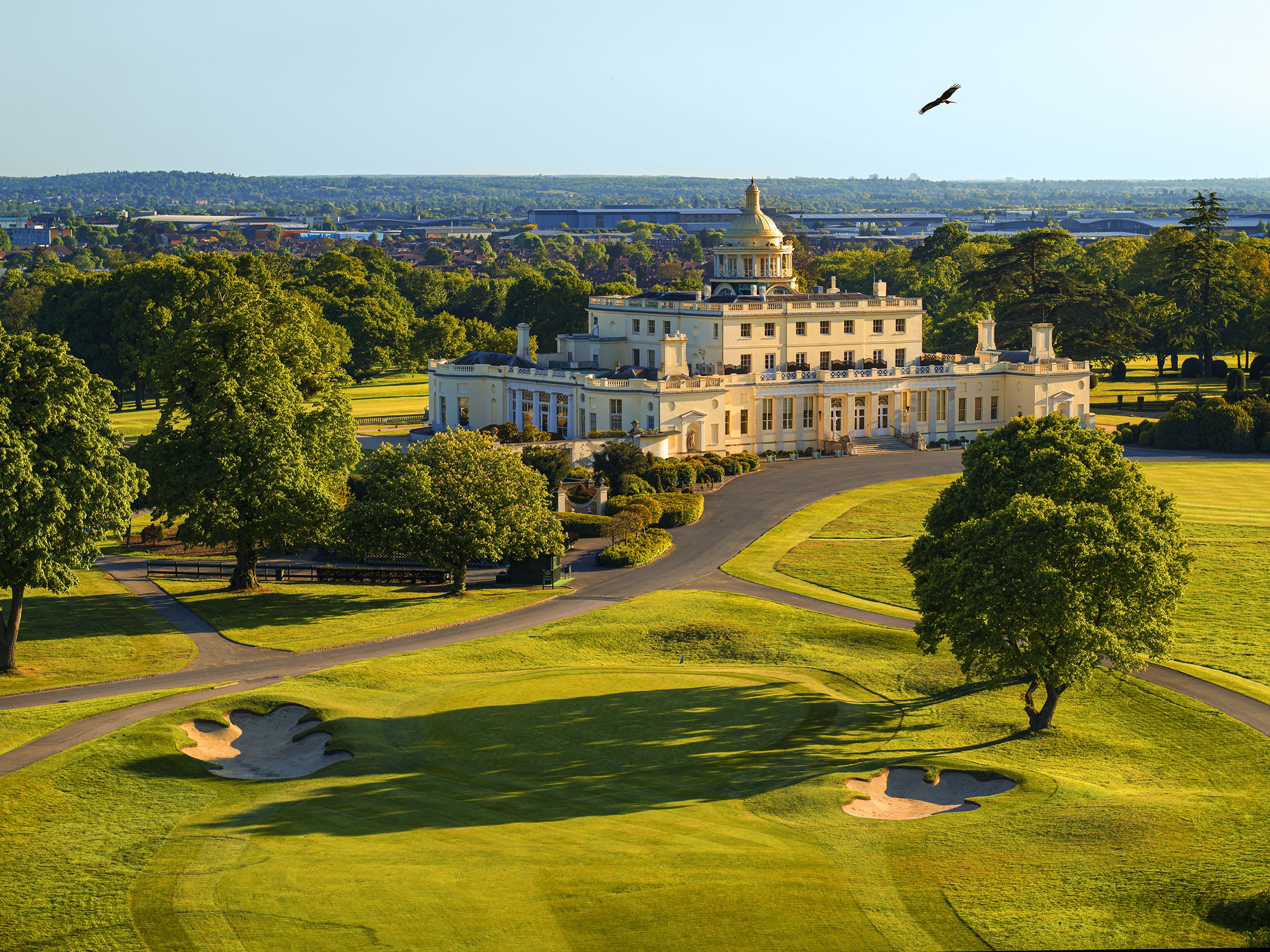 Aerial view of the mansion and its parkland, Stoke Park