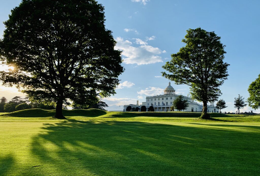 The mansion seen across the lawns, Stoke Park