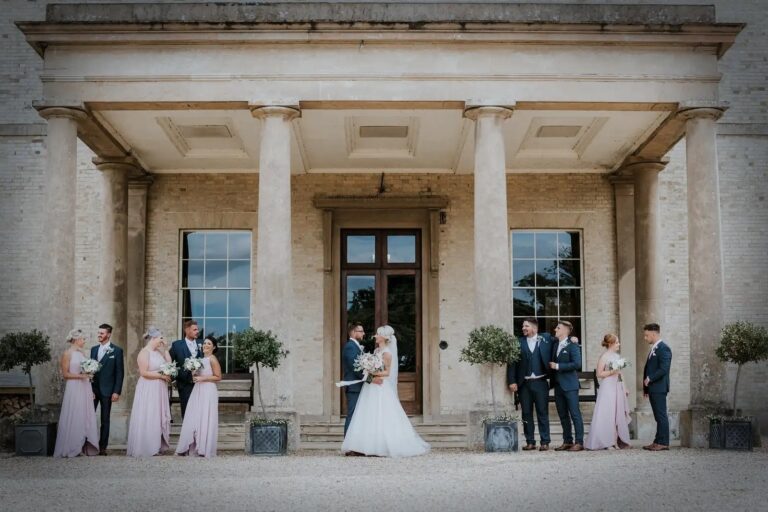 A Wedding Party Outside the Portico at Stubton Hall, Stubton Hall
