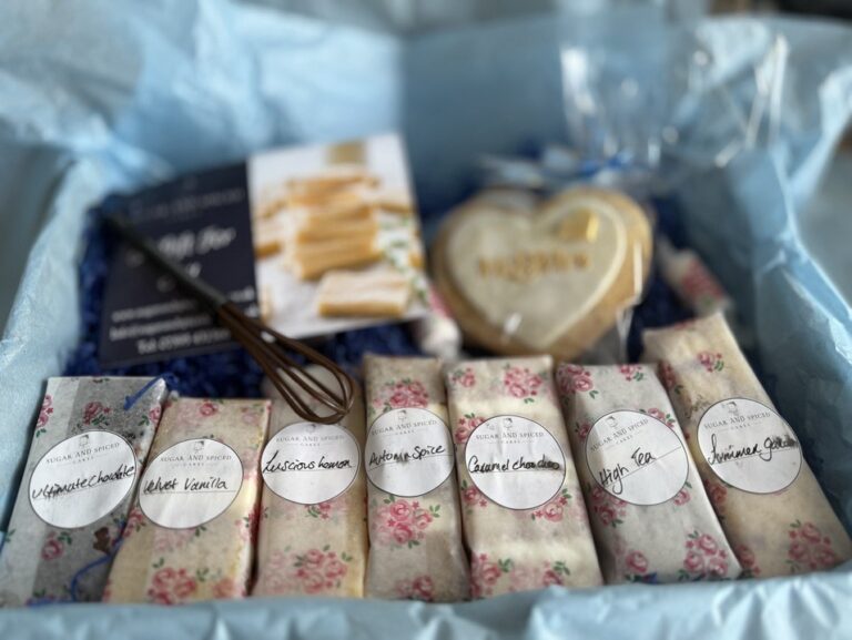 A letterbox box of flavour samples, Sugar and Spiced Cakes