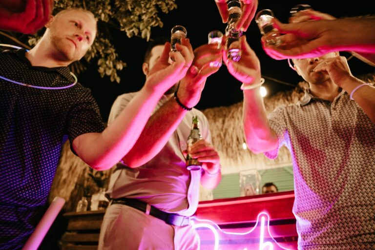 Guests toasting at the late-night party, SunHorse Weddings