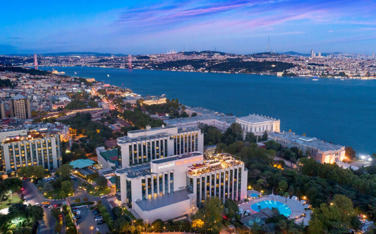 The hotel and the Bosphorus at dusk, Swissôtel The Bosphorus Istanbul