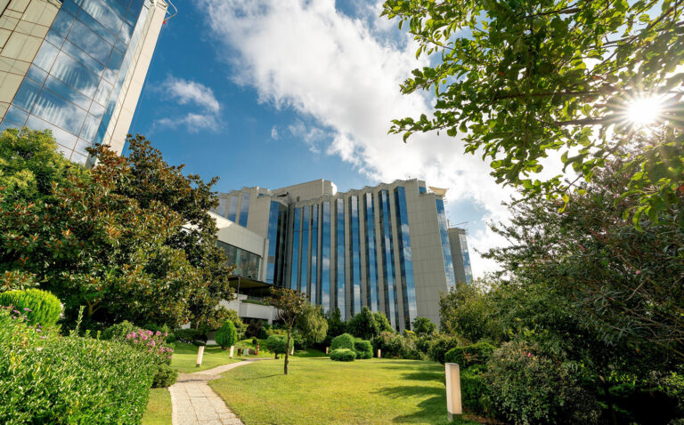 Hotel seen across the gardens, Swissôtel The Bosphorus Istanbul