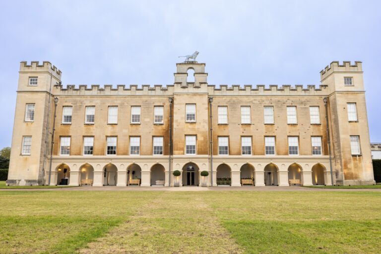 Syon House, the Percy family's London home, seen from the Thames-side lawns, Syon Park
