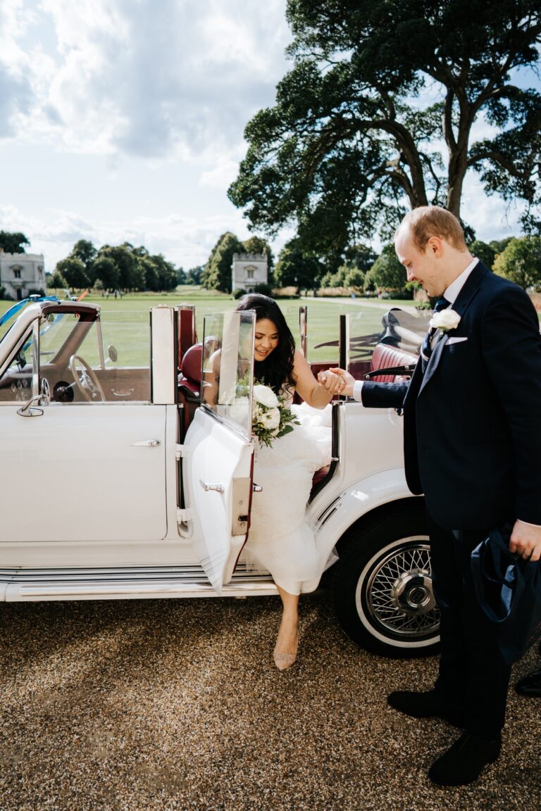 The couple arriving at Syon Park, Syon Park