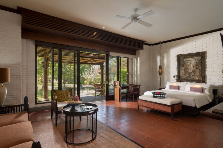 Villa bedroom opening to the garden, Tanah Gajah, a Resort by Hadiprana
