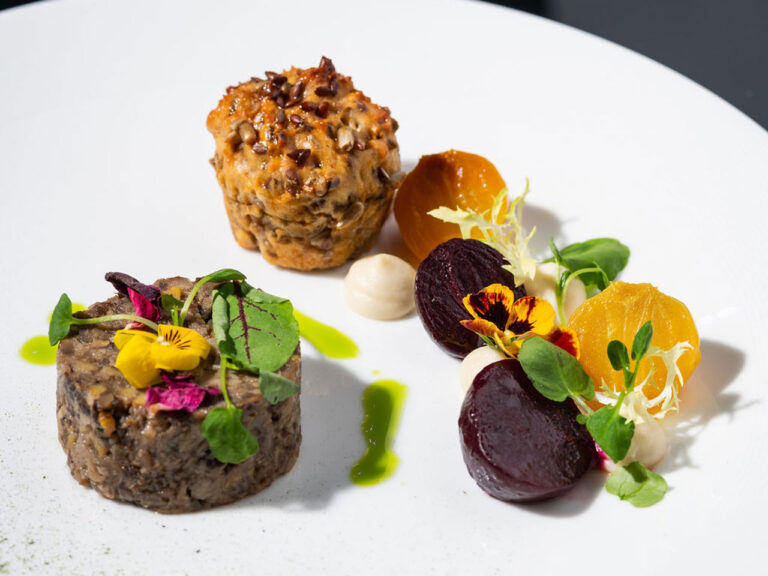 Beetroot and lentil main course with heritage vegetables, The Admirable Crichton