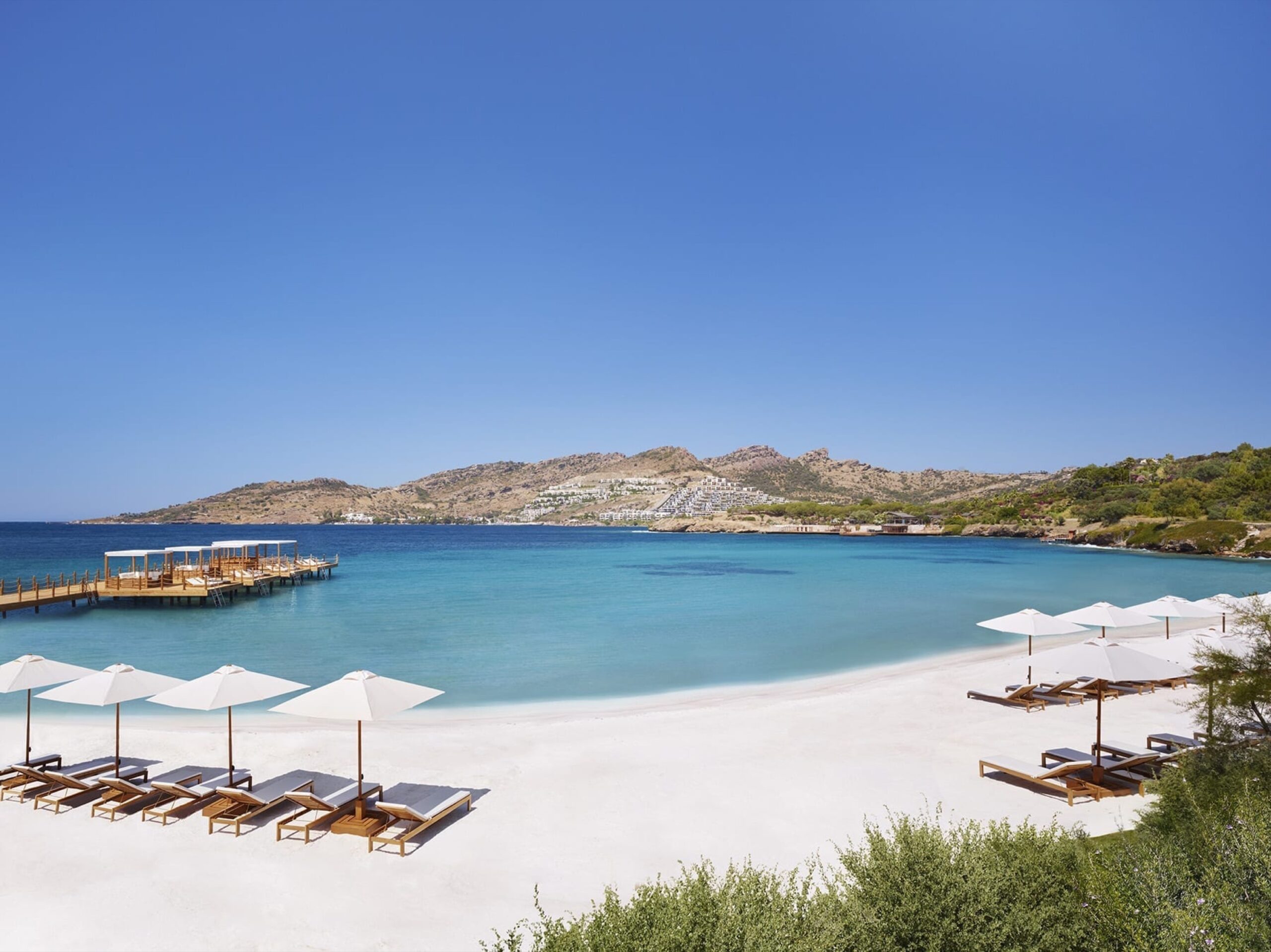 The beach with parasols and loungers, The Bodrum Edition