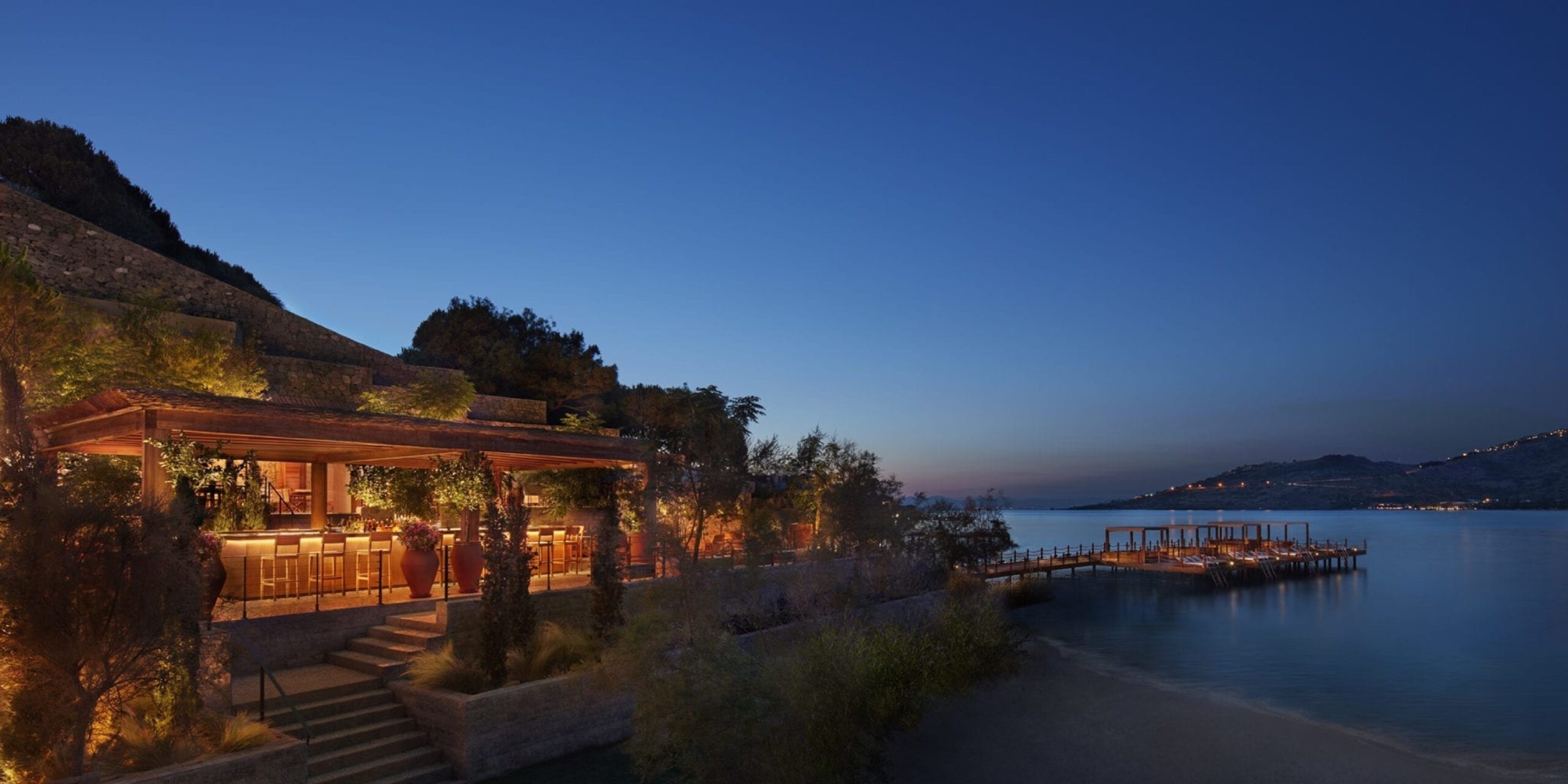 The beach club at dusk, The Bodrum Edition