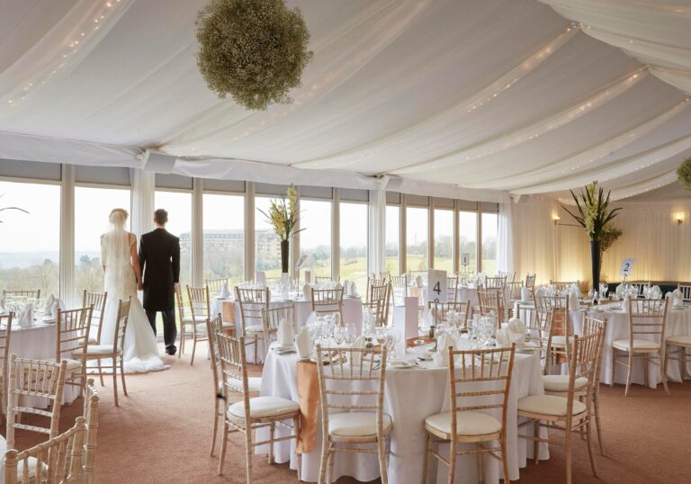 A marquee wedding set up at Celtic Manor Golf Club, The Celtic Manor Resort