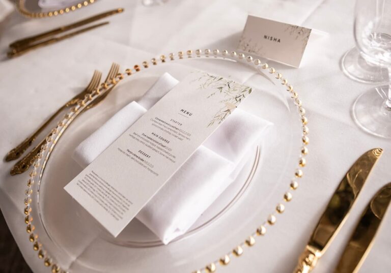 A wedding place setting with a printed menu, The Celtic Manor Resort