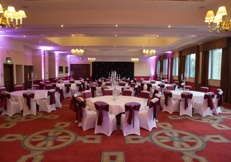 The Augusta Suite set for a wedding reception, The Celtic Manor Resort