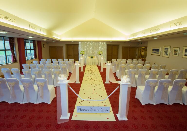 The Samuel Ryder Suite set for a ceremony, The Celtic Manor Resort
