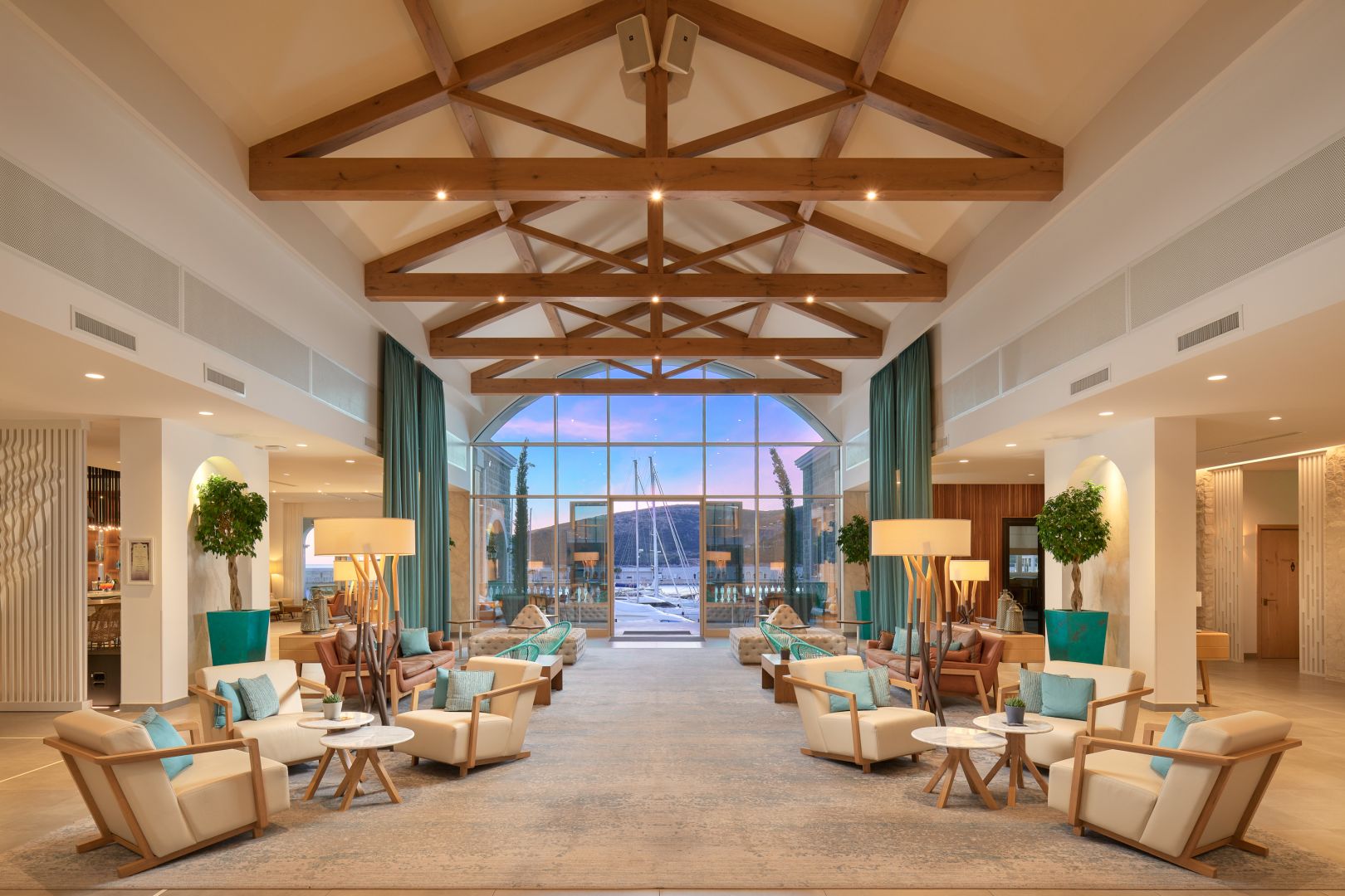 The hotel lobby, The Chedi Luštica Bay