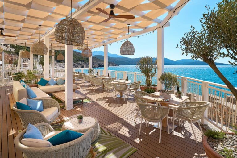 The Rok Beach Bar and Lounge terrace, The Chedi Luštica Bay