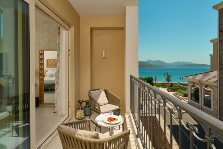 A balcony with sea views, The Chedi Luštica Bay