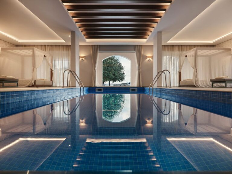 The heated indoor spa pool, The Chedi Luštica Bay