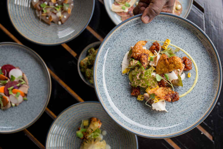Sharing plates at the Veranda restaurant, The Cotton House