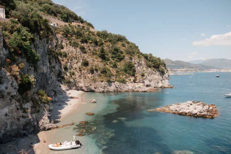 Cove and coastline seen from Torre La Cerniola, Amalfi Coast, The Dream Wedding Lab