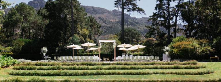 Ceremony seating on the terraced lawn, The Forum Embassy Hill