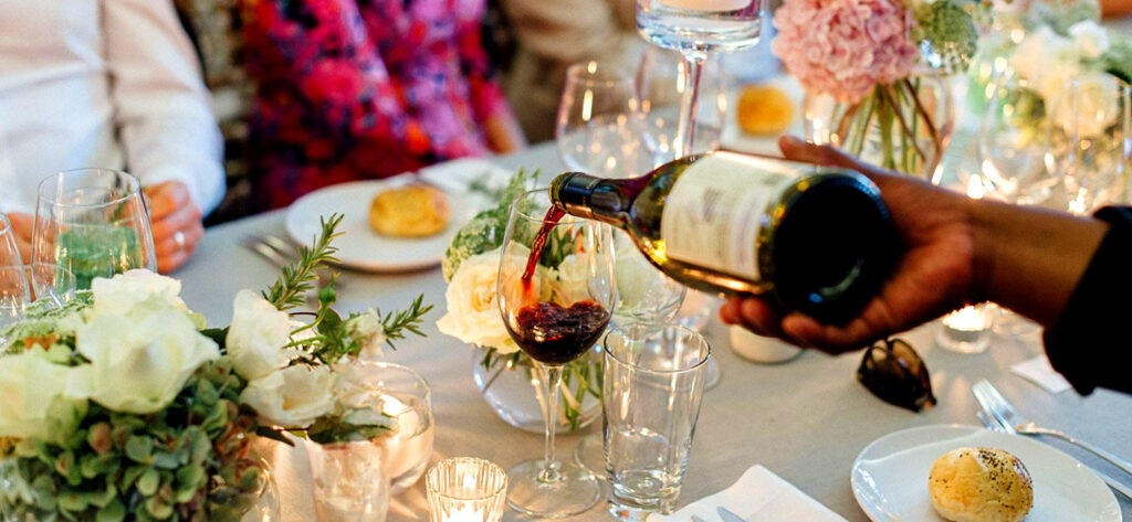 Wine poured at a dressed table, The Forum Embassy Hill